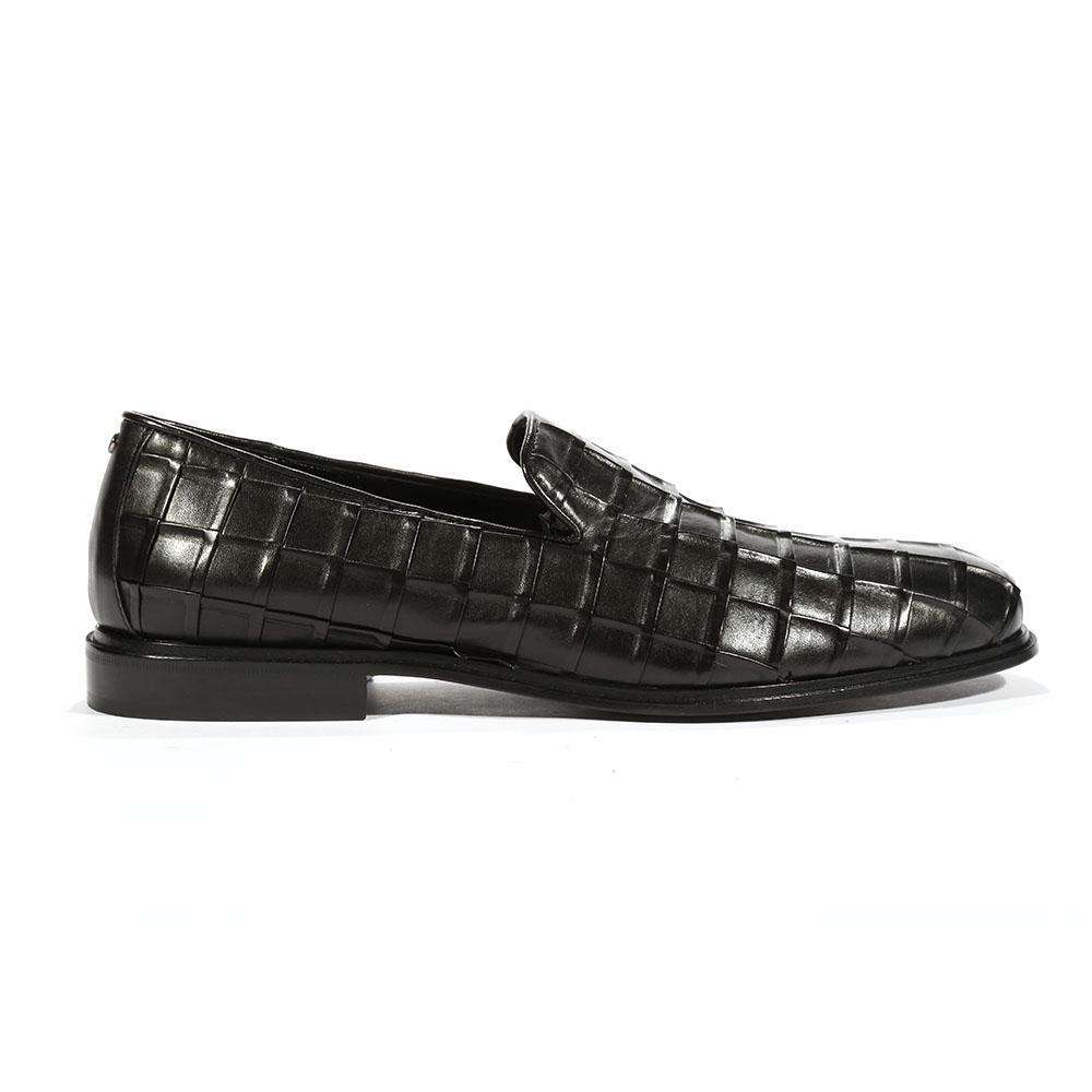 Cesare Paciotti Luxury Italian Men's Loafers Nappa Plisse Black Designer Shoes (CPM5446)
