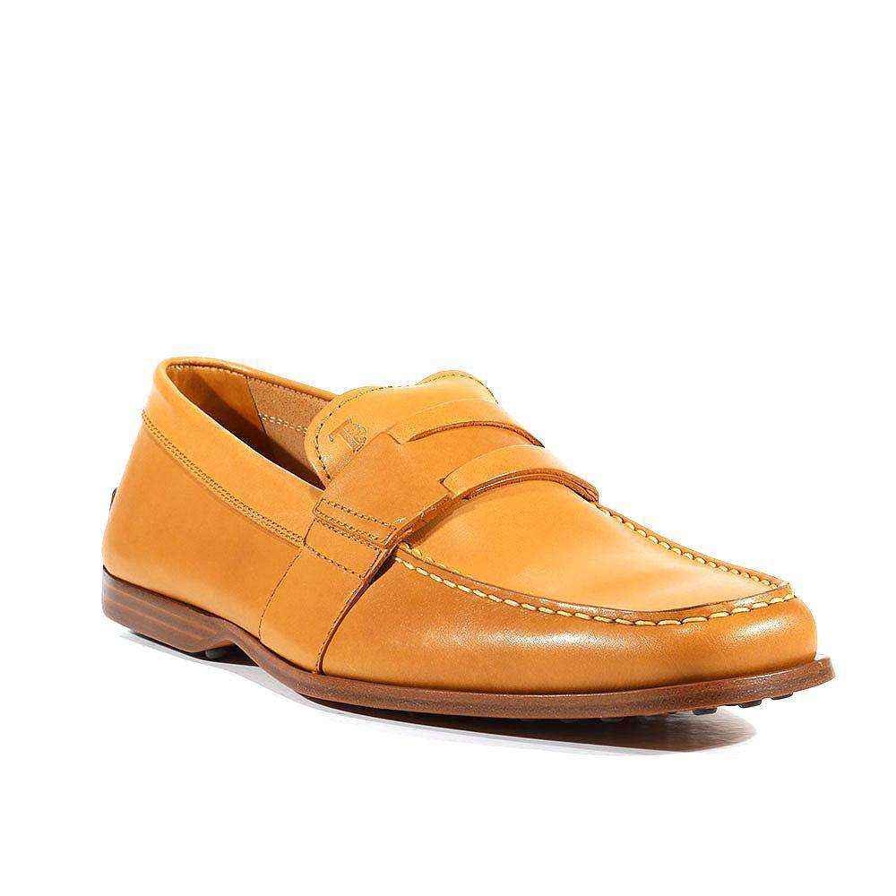 Tods Men's Designer Shoes Italian Mocassimo Greca Nuovo Driver Beige Leather (TDM10)