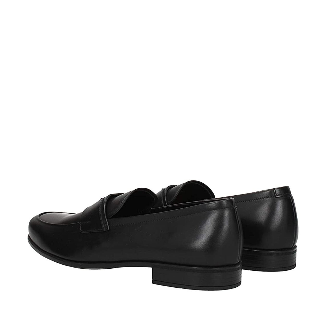 Prada 2DC179-ASK Men's Shoes Black Calf-Skin Leather Penny Loafers (PRM1040)