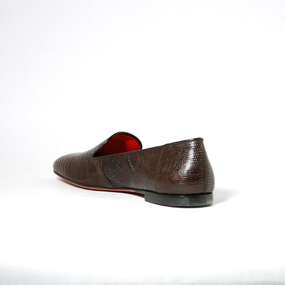 Cesare Paciotti Luxury Italian Teyus Perla Lizard Skin Fondente Loafers (CPM2336)
