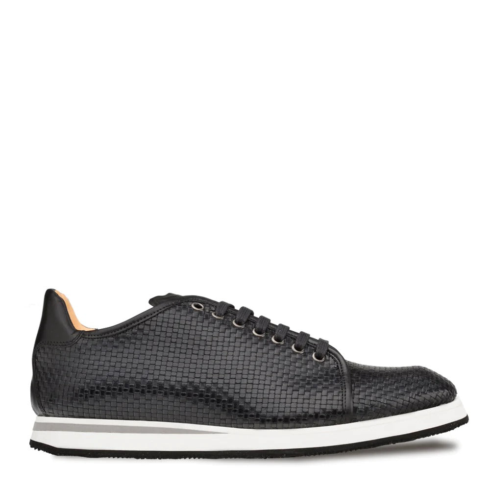 Mezlan A20301 Men's Shoes Black Woven / Calf-Skin Leather Sport/Casual Derby Sneakers (MZS3522)