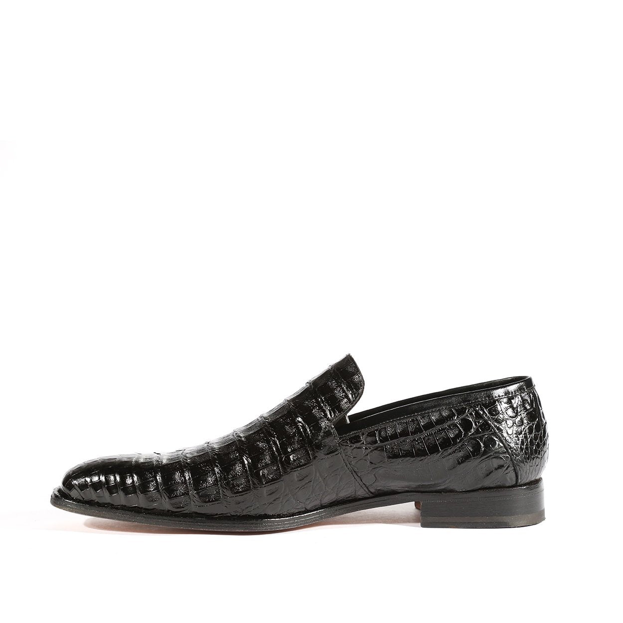 Mauri 4912 Monarch Men's Shoes Black Exotic Crocodile Slip-On Loafers (MA5319)