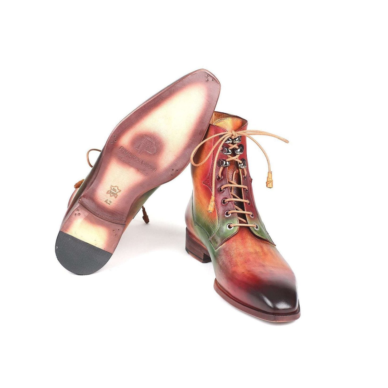 Paul Parkman Handmade Designer Shoes Men's Green, Camel & Bordeaux Calfskin Boots BT533SPR (PM5701)