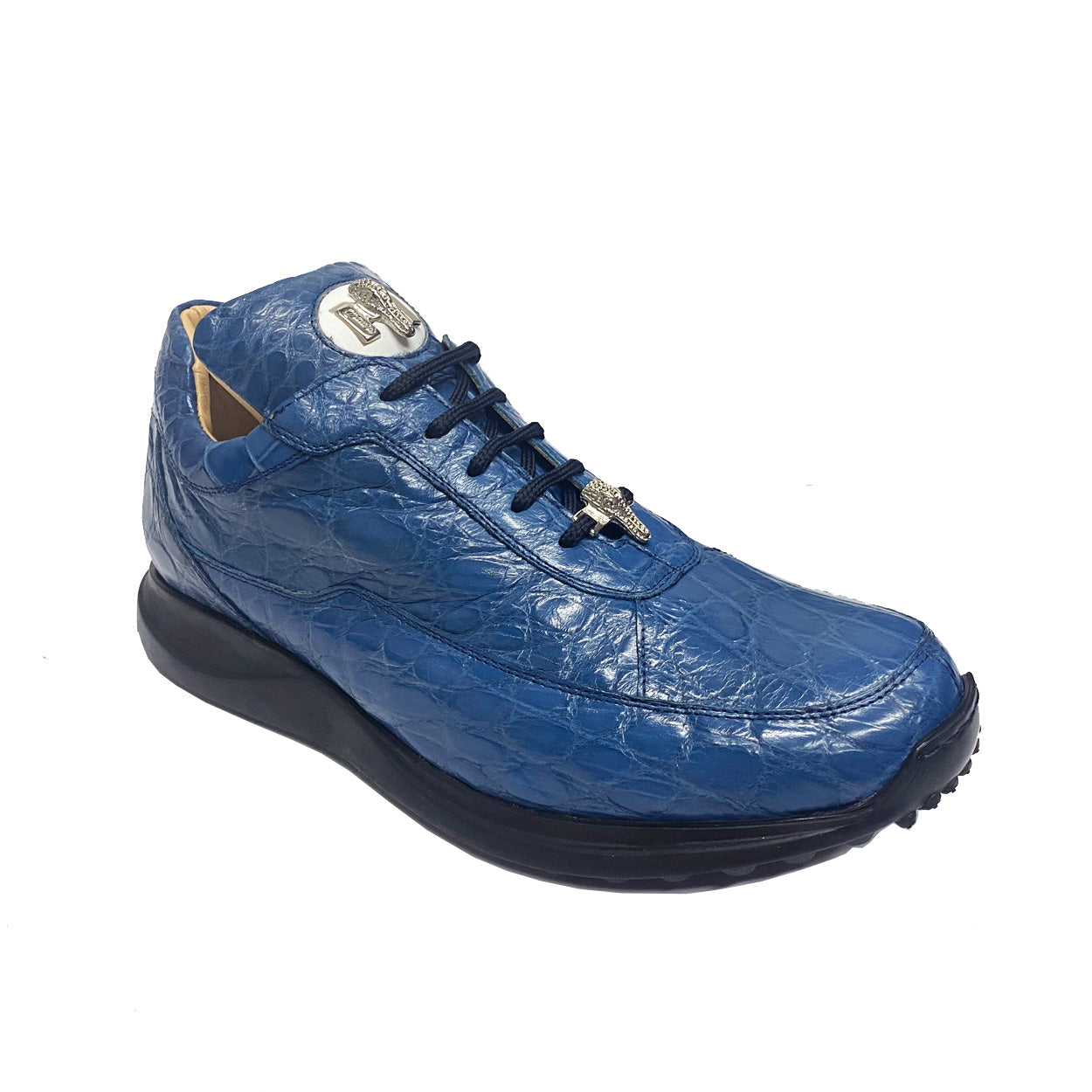 Mauri 8900/2 Bloodshed Men's Shoes New Blue Exotic Alligator Casual Sneakers (MAS5457)