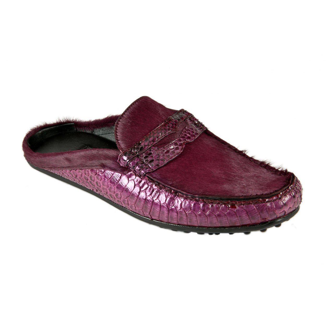 Mauri Men's Designer Shoes Purple Exotic Snake-Skin / Pony Penny Sandals 3465 (MAO1035)