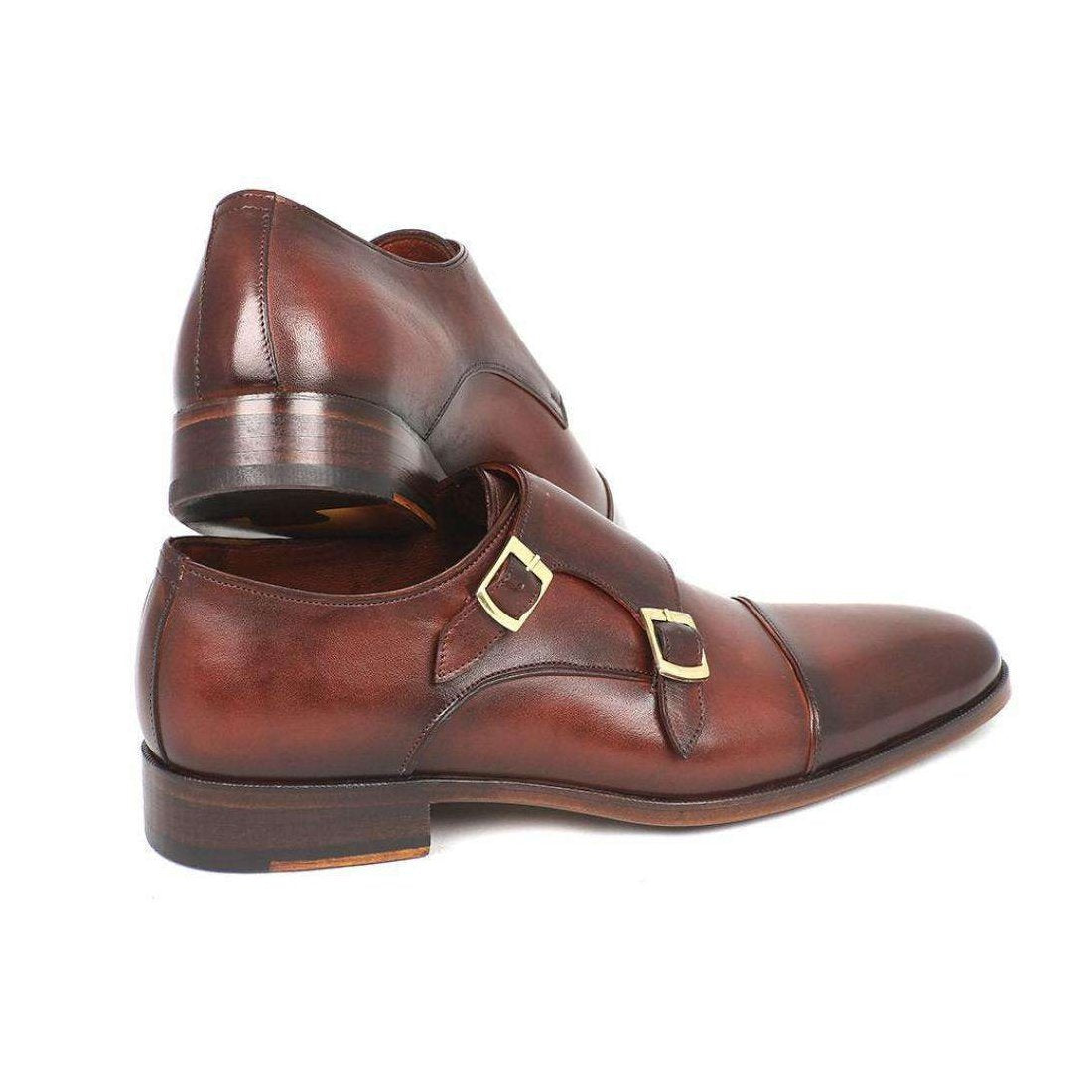 Paul Parkman Handmade Designer Shoes Men's Handmade Designer Shoes Cap-toe Double Monkstraps Brown Loafers (PM5218)