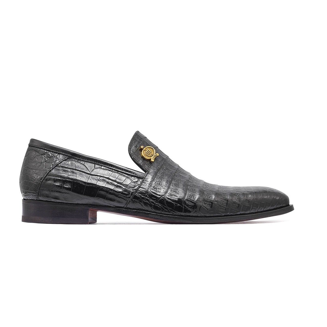 Mauri 4912 Monarch Men's Shoes Black Exotic Crocodile Slip-On Loafers (MA5319)