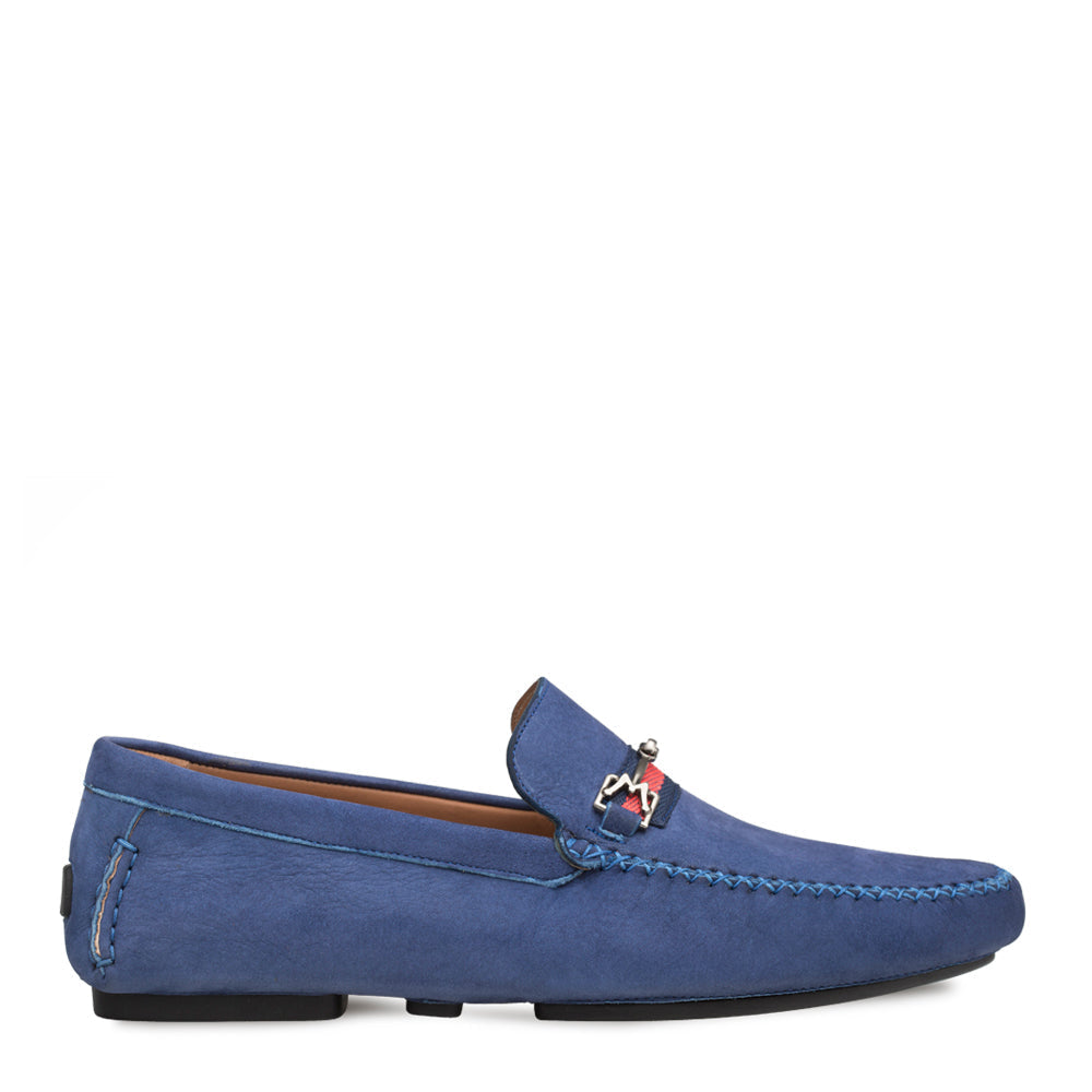 Mezlan R7349 Men's Shoes Blue Nubuck Moccasin Ornament Driver Loafers (MZ3445)