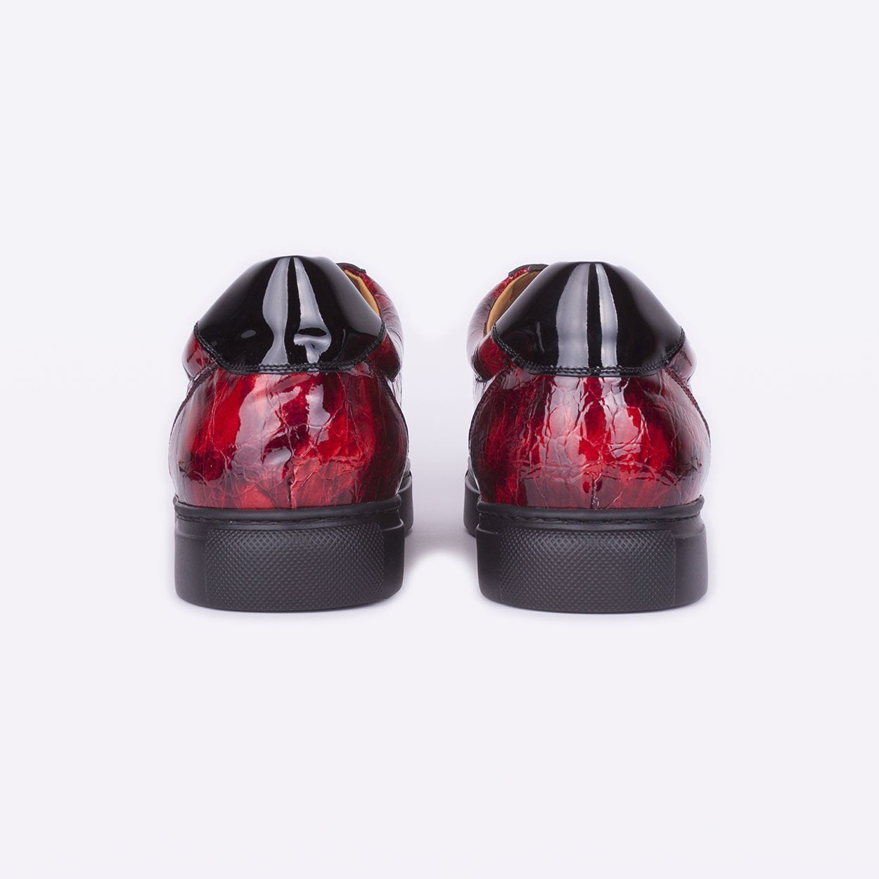Mister 39592 Alon Men's Shoes Black & Red Crocodile Print / Patent Leather Casual Sneakers (MIS1042)