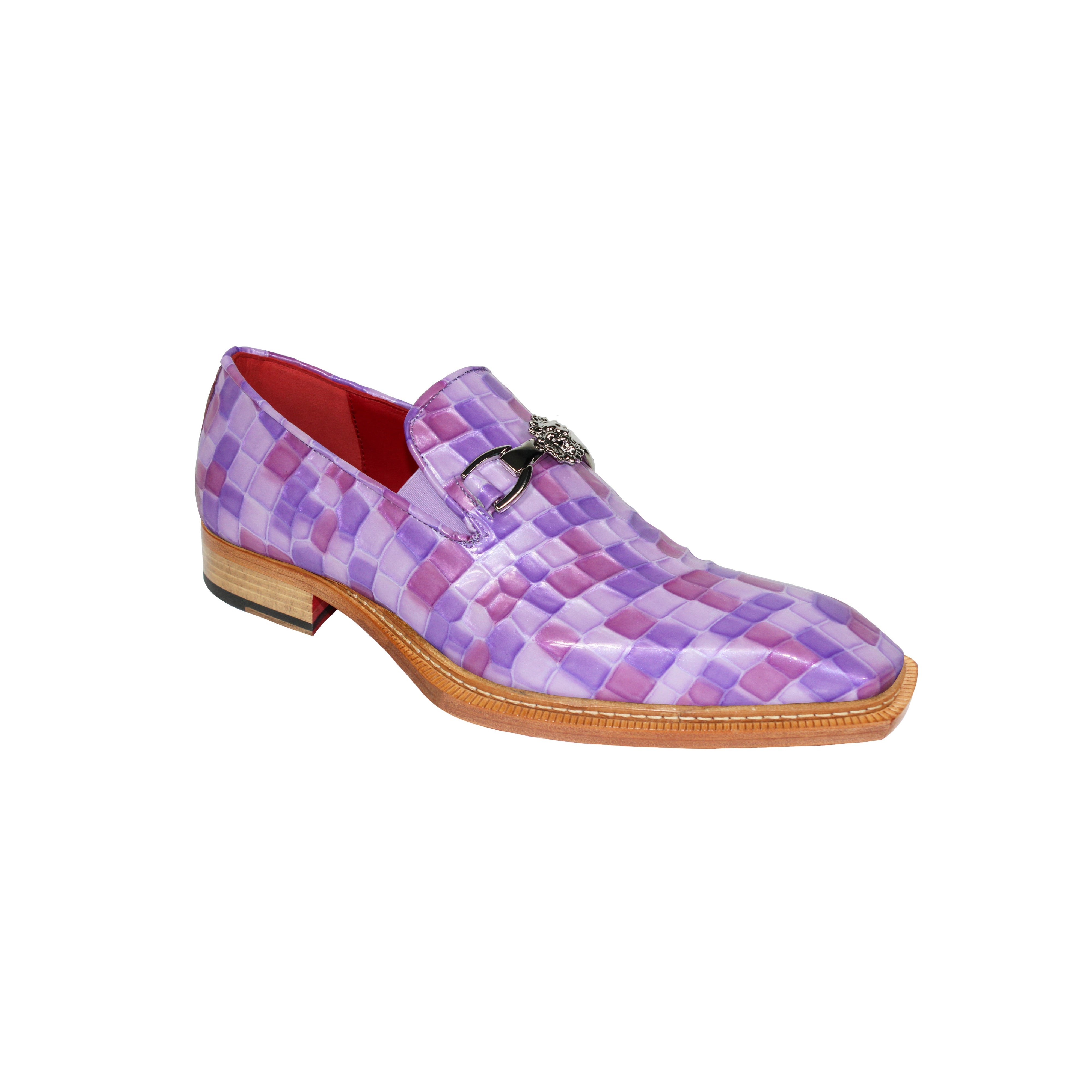 Emilio Franco Narciso Men's Shoes Multi Lavender Patent Leather Multi Croco Print Loafers (EFC1036)