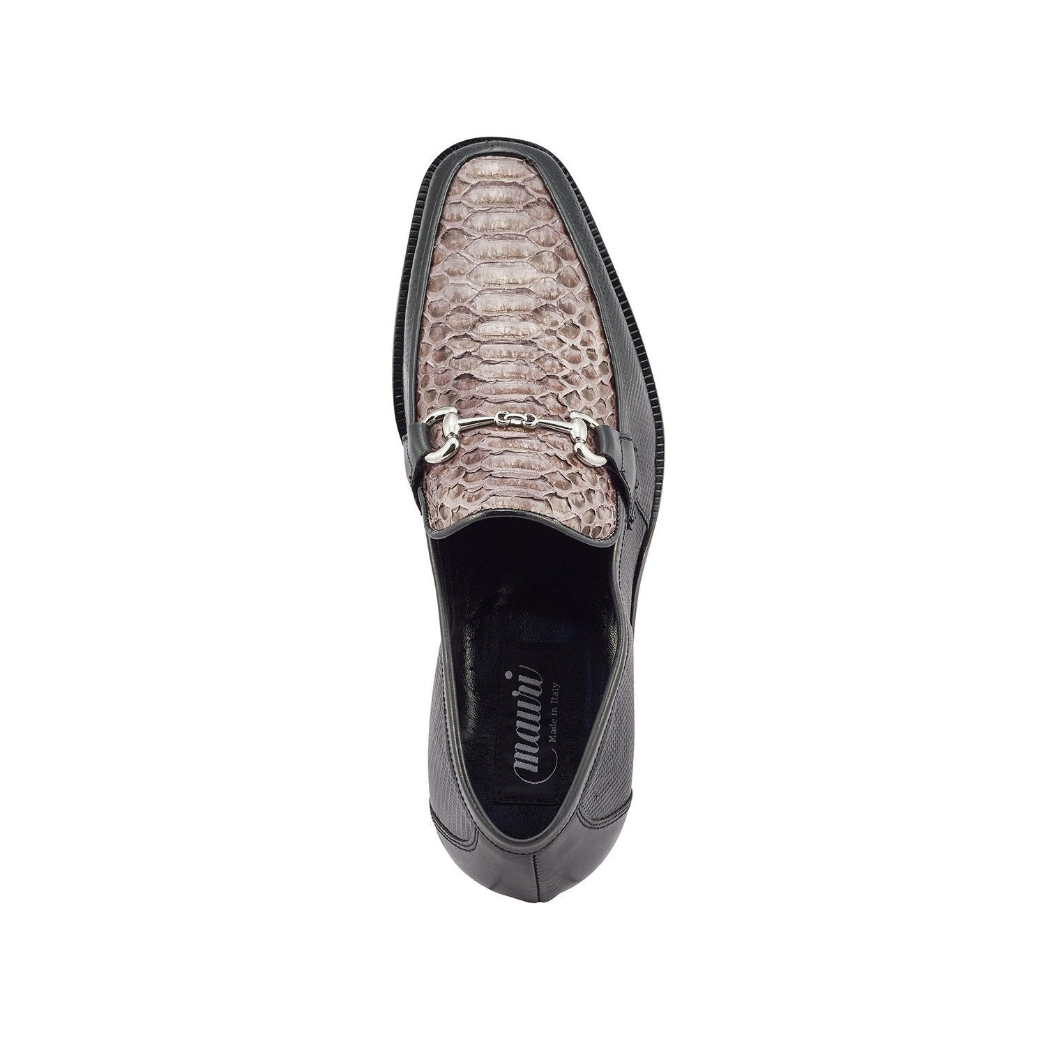 Mauri 4800/2 Priest Men's Shoes Black & Gray Exotic Iguana / Python Horsebit Loafers (MA5371)