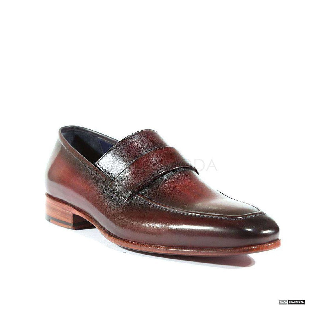 Paul Parkman Handmade Designer Shoes Handmade Men's Designer Shoes Strap Hand-Painted Purple / Black Loafers (PM1005)