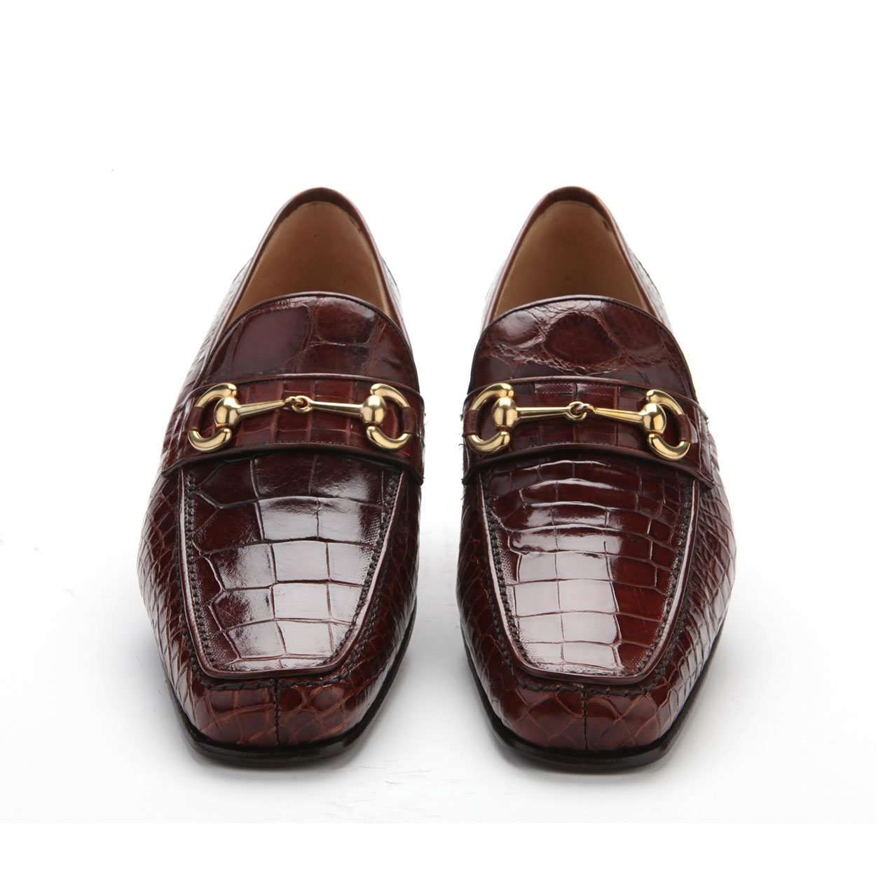 Caporicci 9872 Men's Luxury Italian Designer Shoes Alligator Gold Brown Loafers (CAP1121)
