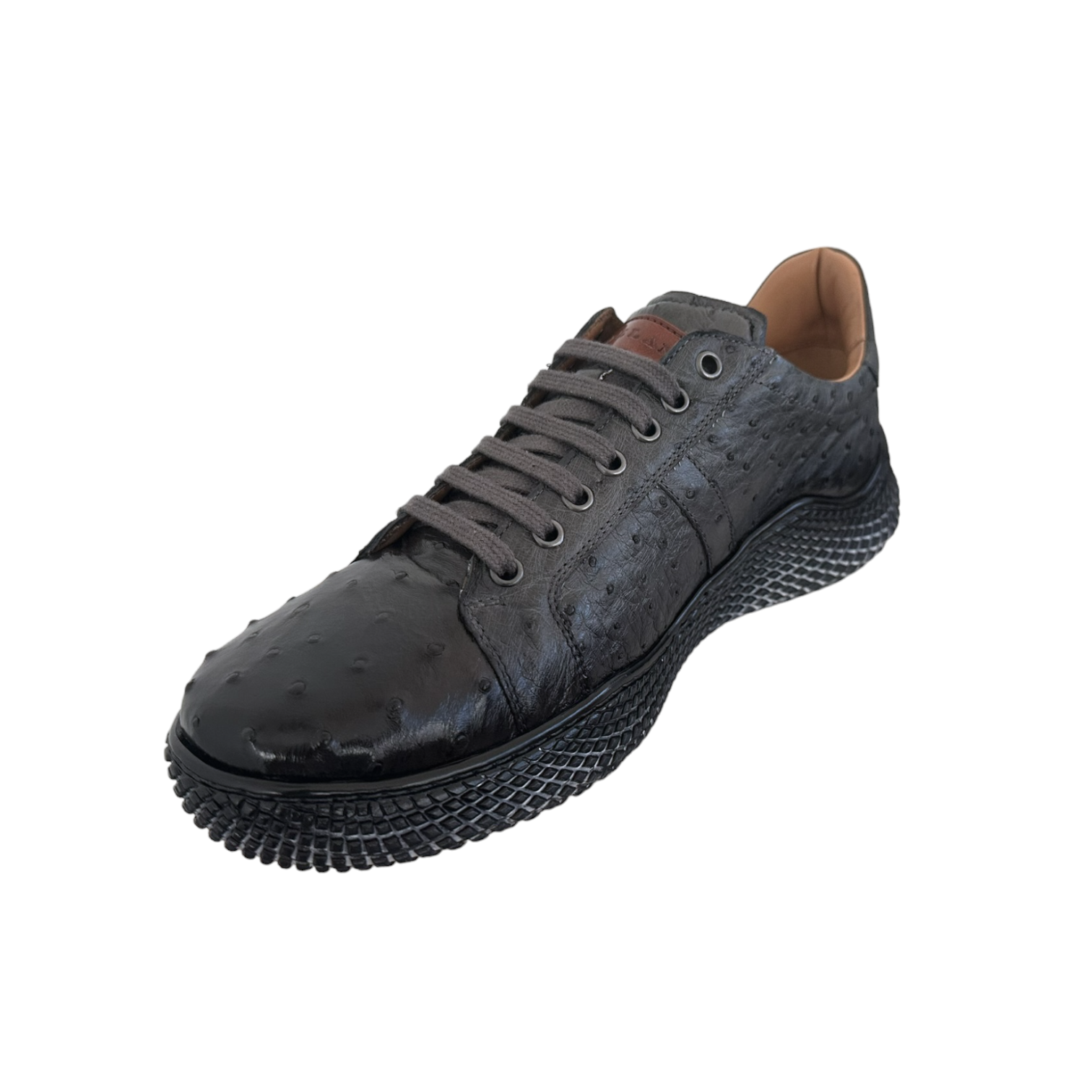 Mezlan 4970-S Men's Shoes Gray Exotic Ostrich-Skin Sneakers (MZ3672)