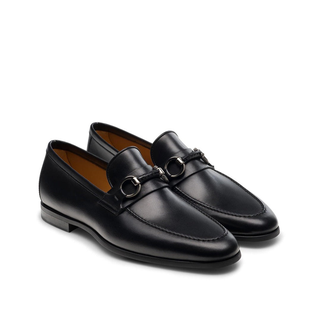 Magnanni 22775 Diago-II Men's Shoes Black Calf-Skin Horsebit Loafers (MAGS1082)