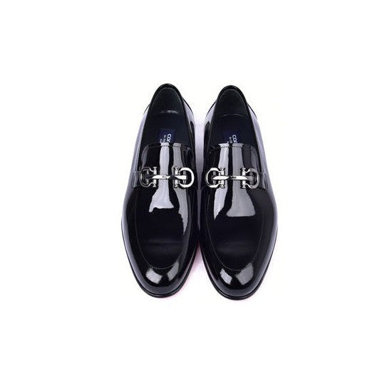 Corrente C00012-7260 Men's Shoes Black Patent Leather Horsebit Formal Loafers (CRT1488)