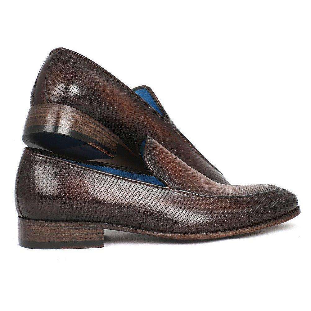 Paul Parkman Handmade Designer Shoes Perforated Leather Brown Loafers (PM5458)
