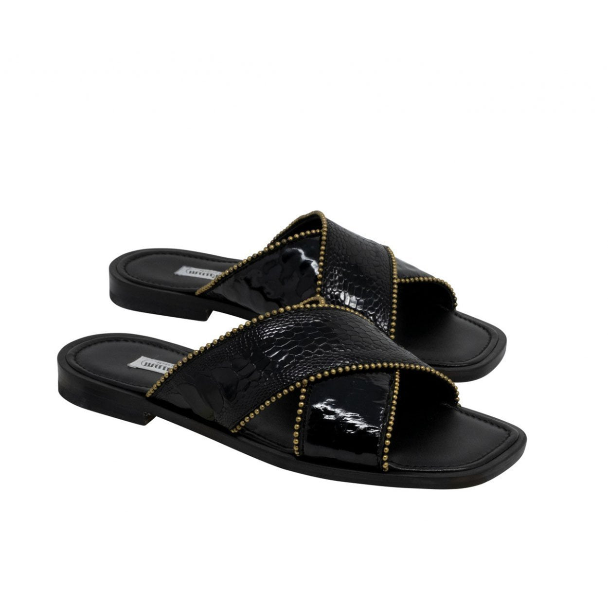 Mauri 5062 Sandals Luxor Men's Designer Shoes Black Fabric / Ostrich Leg 5062 (MA5117)