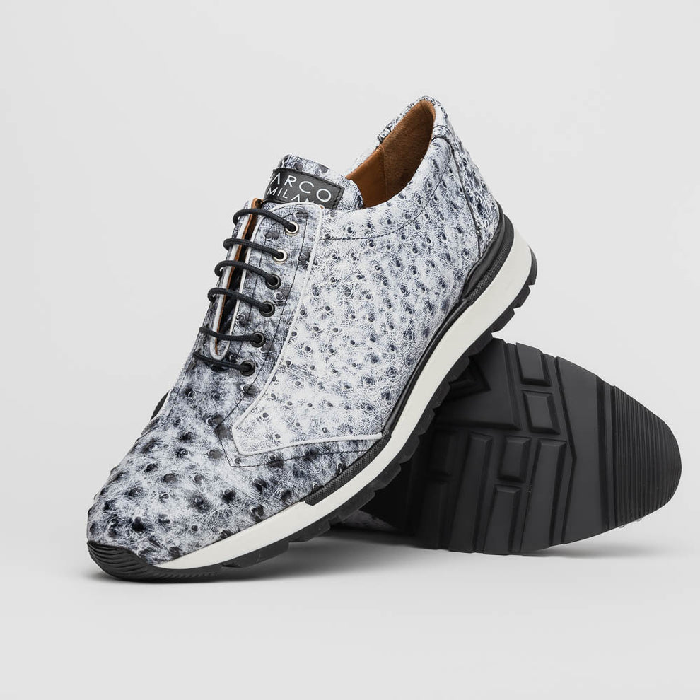 Marco Di Milano Scanno Men's Shoes Newspaper Exotic Ostich Casual Sneakers (MDM1048)