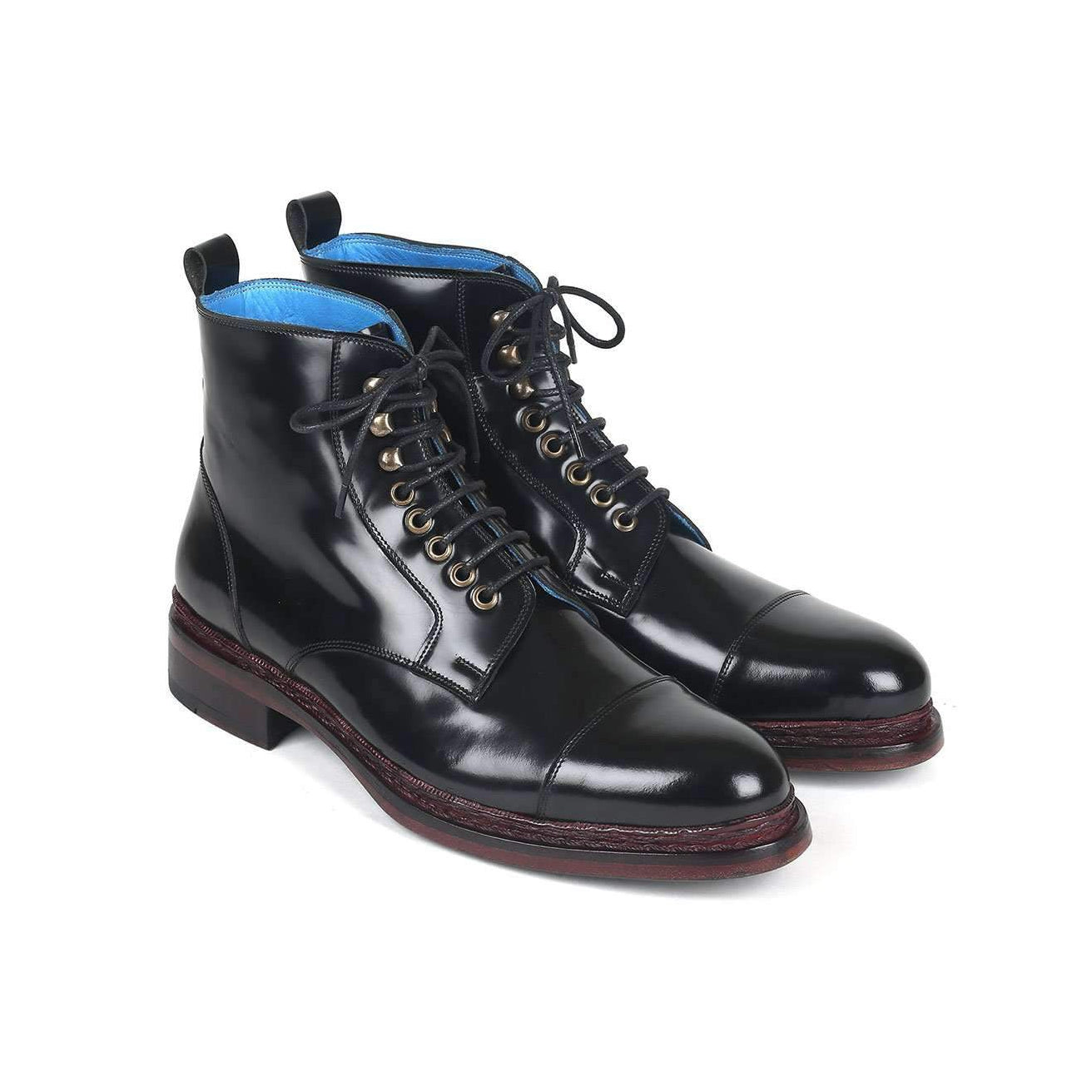 Paul Parkman Men's Black Polished Calf-Skin Leather Boots 5075-BLK (PM6145)