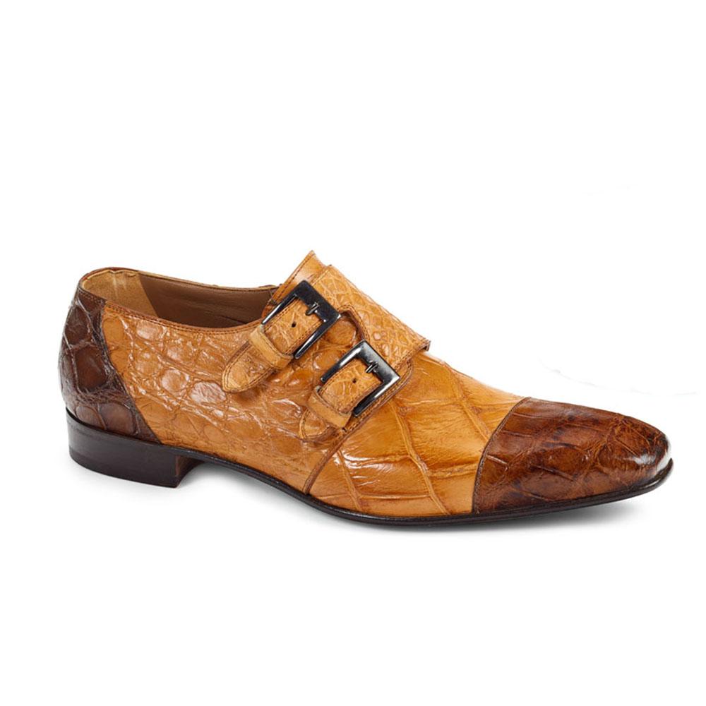 Mauri Men's Body Alligator Hand-Painted Brandy/Chestnut Monkstrap Loafers 1152 (MA4408)