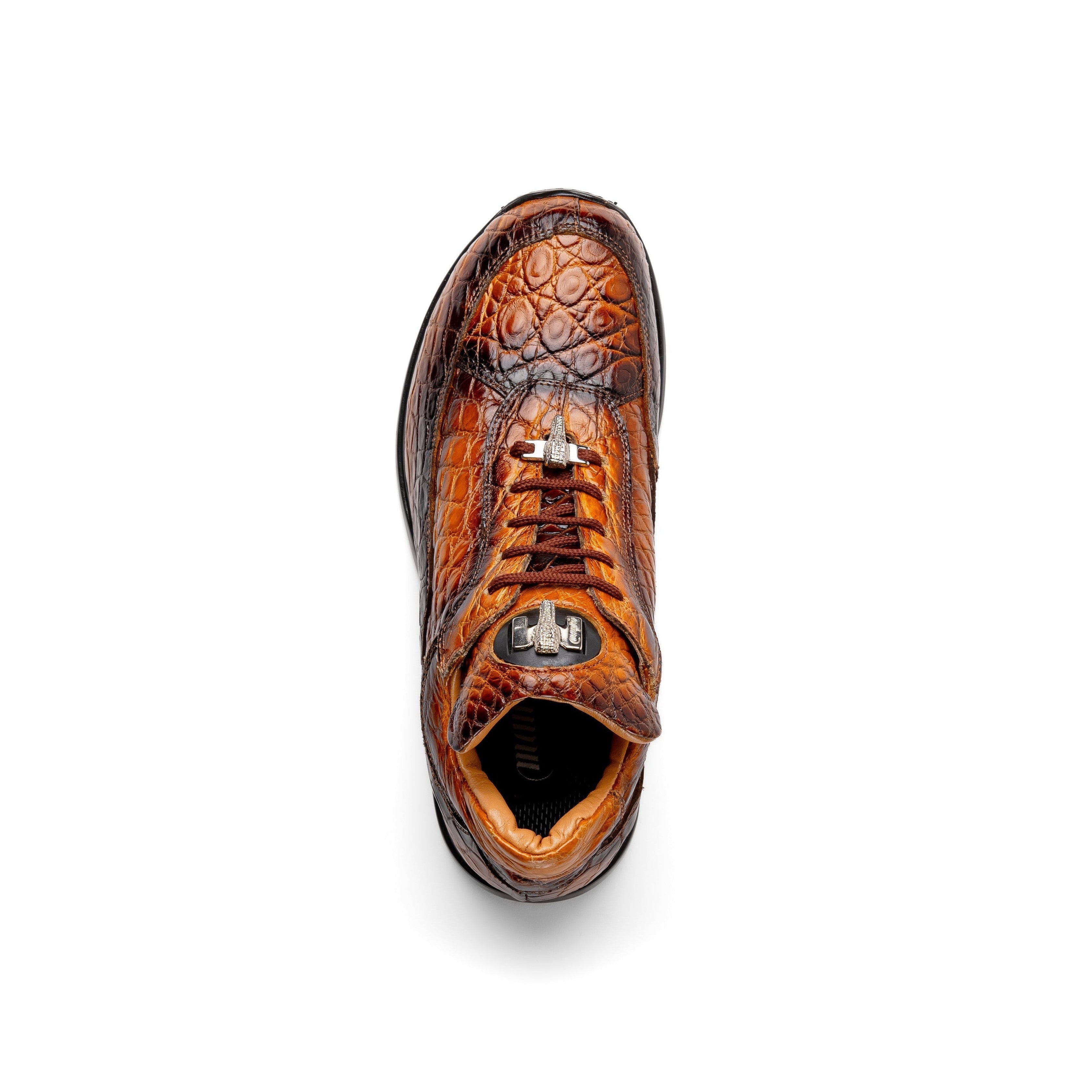 Mauri Bloodshed 8900/2 Men's Shoes Toffee with Gold Finished Exotic Alligator Sneakers (MA5564)