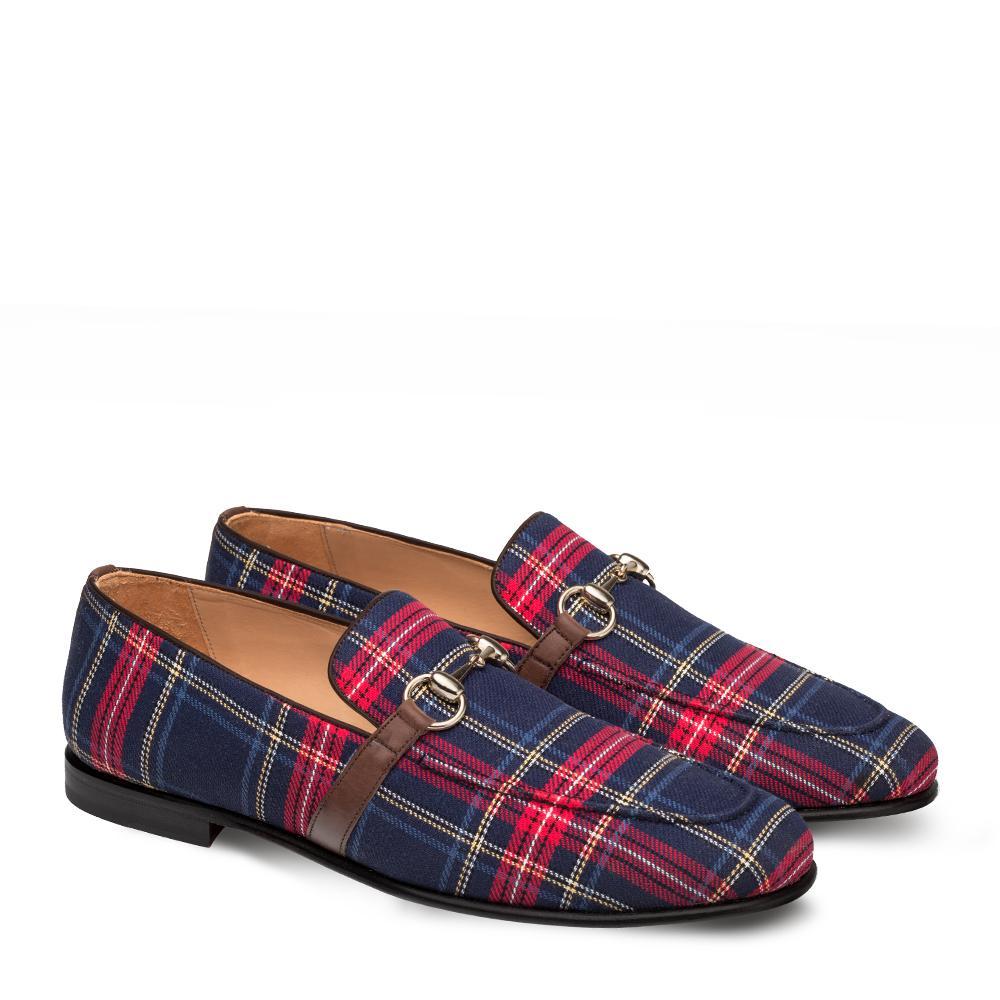 Mezlan Knighton 9620 Men's Shoes Blue Fabric Horsebit Mocassin Loafers (MZ3220)