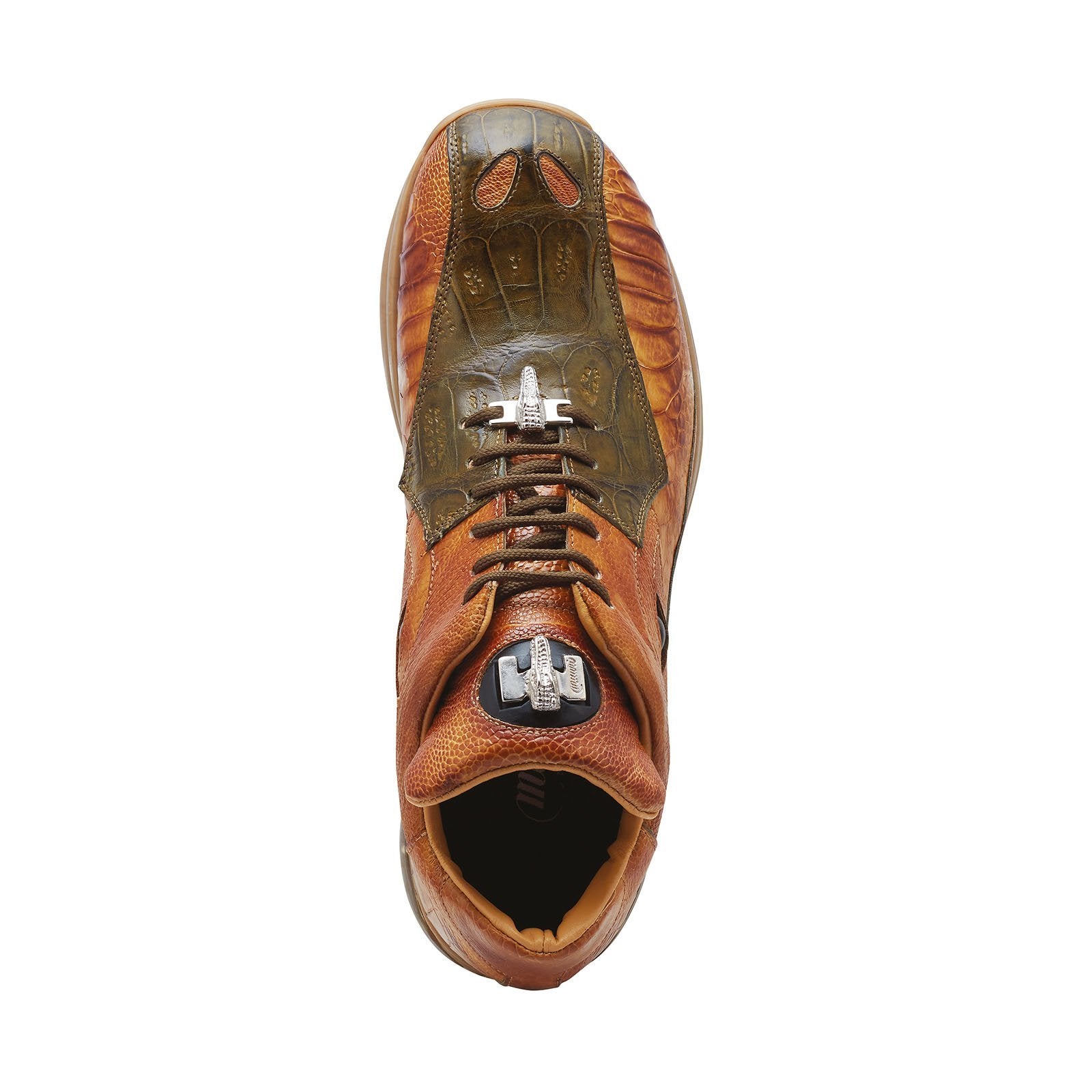 Mauri Apocalypse 8596 Men's Shoes Olive & Mustard Exotic Crocodile / Ostrich Leg Sneakers (MA5278)