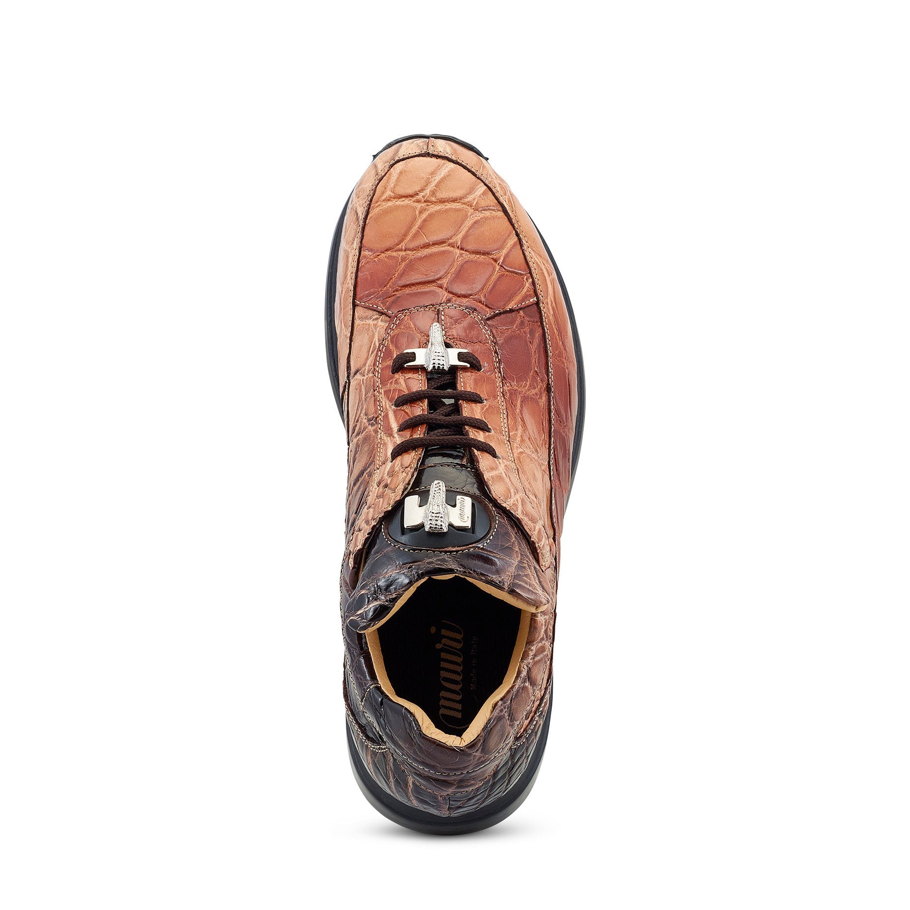 Mauri Bloodshed 8900/2 Men's Shoes Brown Combo Exotic Alligator Casual Sneakers (MA5484)