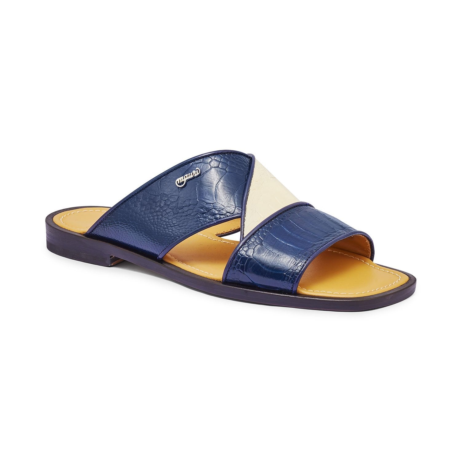 Mauri 5093 Traveler Men's Shoes Cream & Wonder Blue Ostrich Leg Sandals (MA5313)