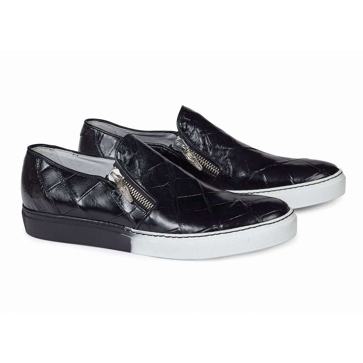 Mauri Designer Shoes 8508/1 Men's Black Body Alligator Sneakers (MA4608)