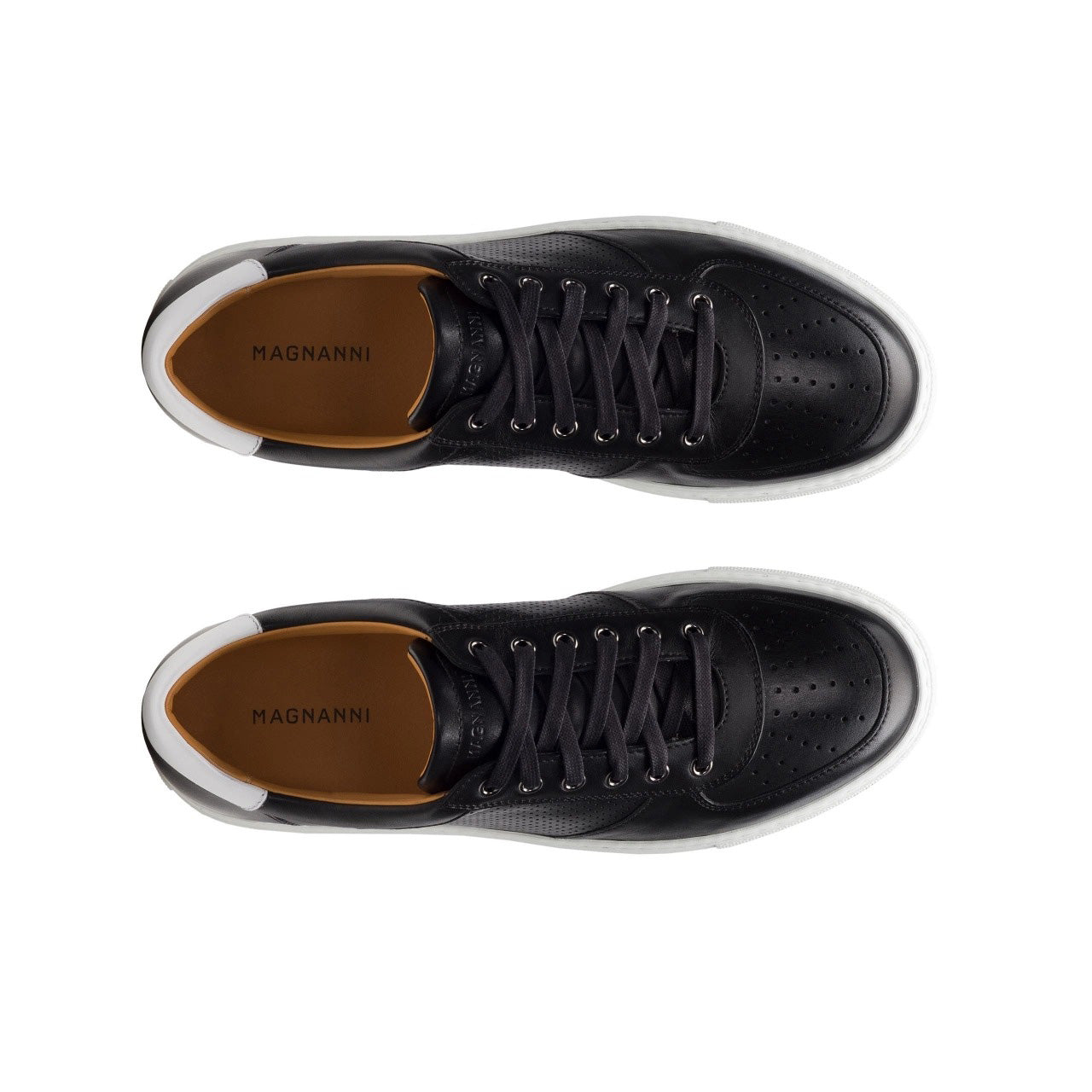 Magnanni 24425 Griffith Lo Men's Shoes Black Calf-Skin Leather Casual Sneakers (MAGS1084)