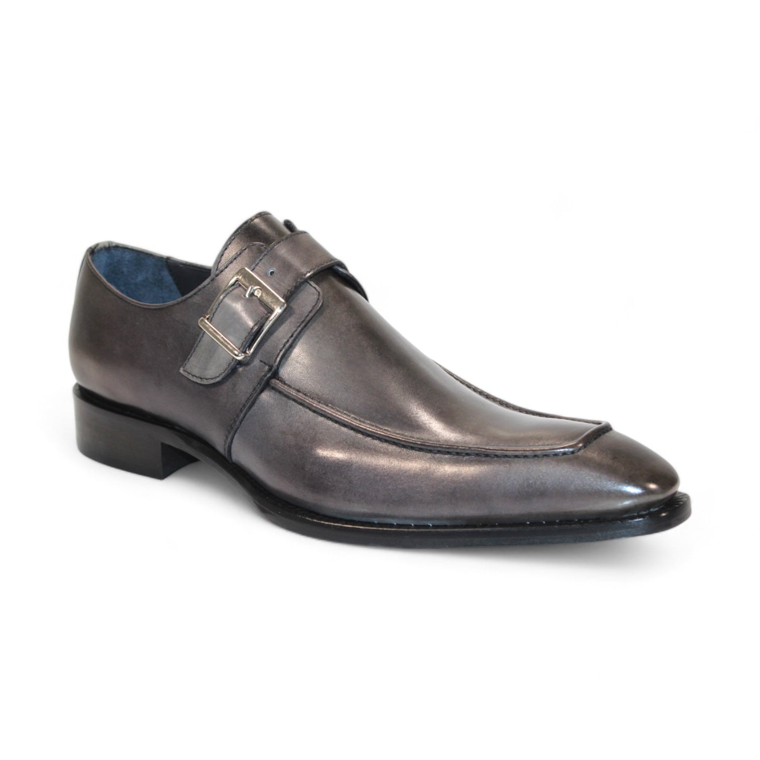 Duca Garda Men's Shoes Grey Calf-Skin Leather Monkstraps Oxfords (D1028)