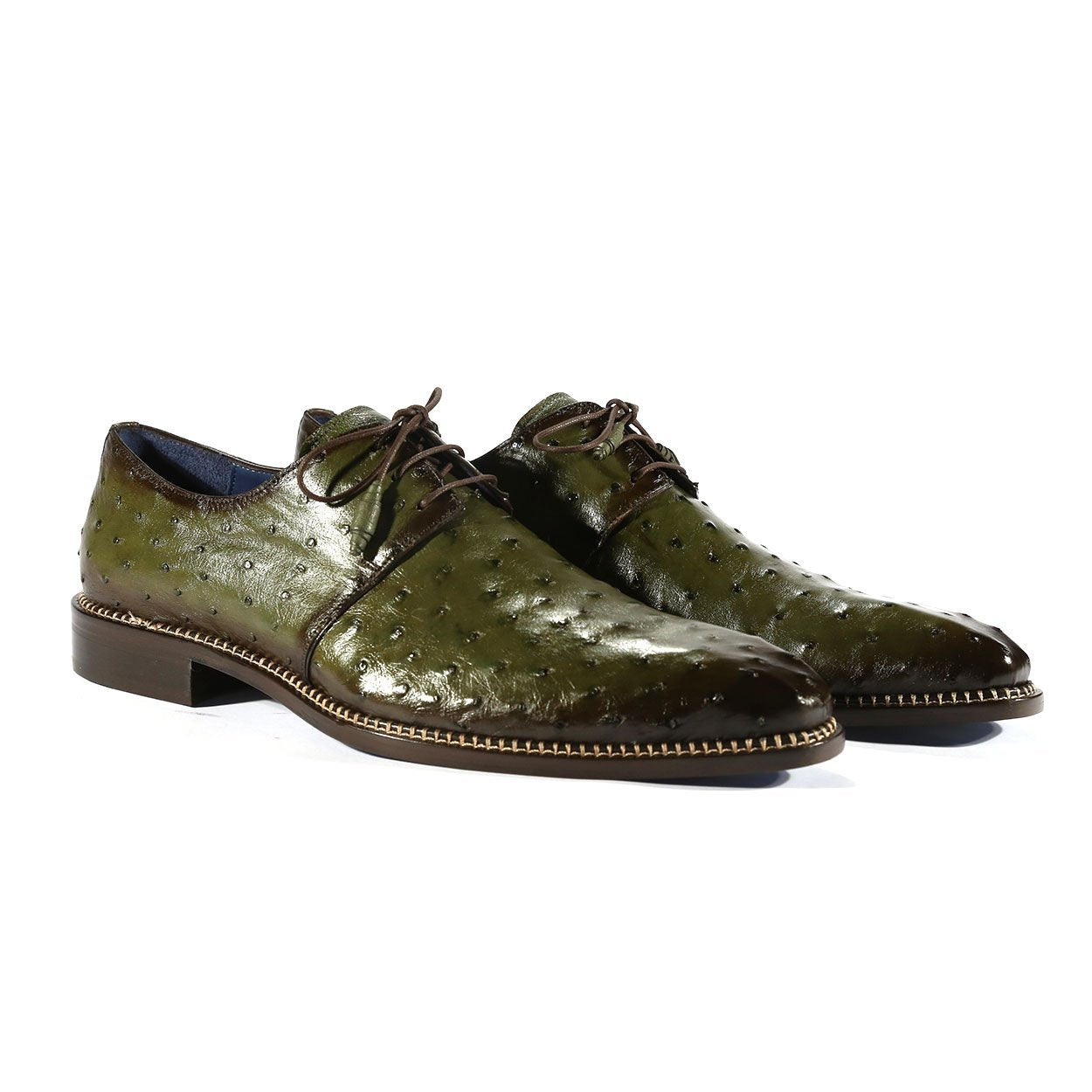 Mezlan 4732-S Tillson Men's Shoes Olive Exotic Ostrich Derby Oxfords (MZS3301)