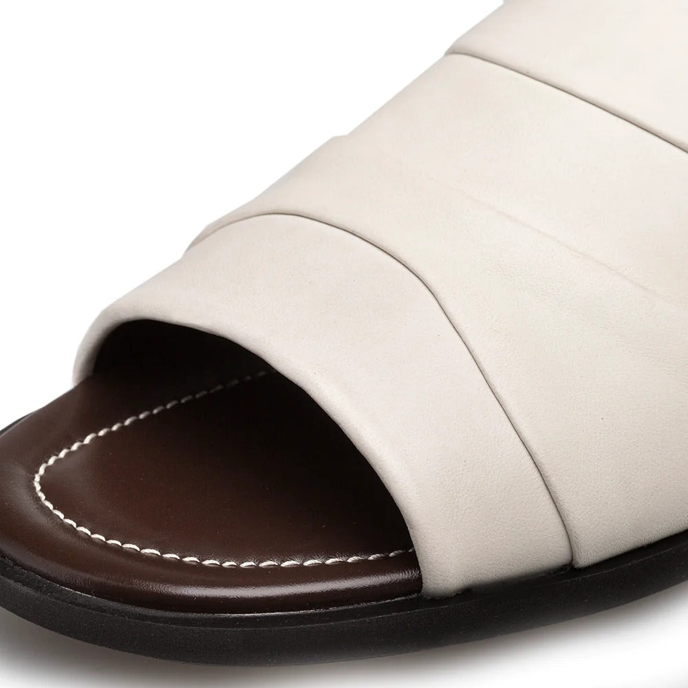 Mezlan R20672 Men's Shoes White Nappa Leather Slide Sandals (MZ3582)