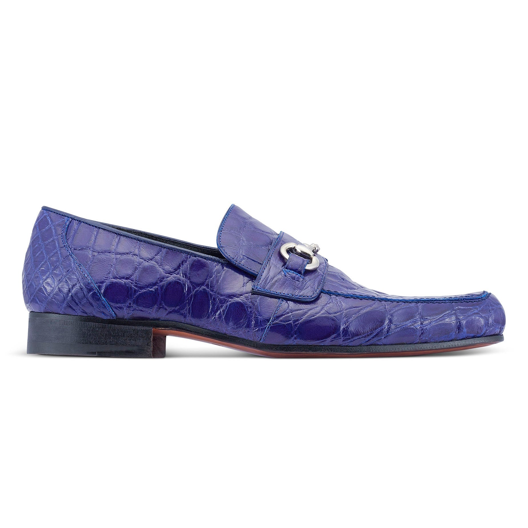 Mauri Executive 4885/2 Men's Shoes Royal Blue Alligator Split-Toe Horsebit Loafers (MA5477)