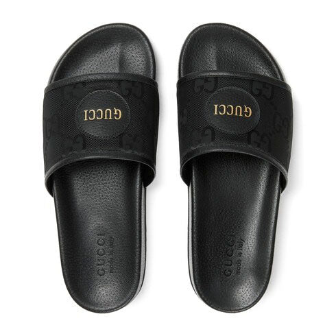 Gucci 644754 H9H90 1000 Men's Shoes Black GG Econyl Fabric Off The Grid  Slide Sandals (GGM1740)