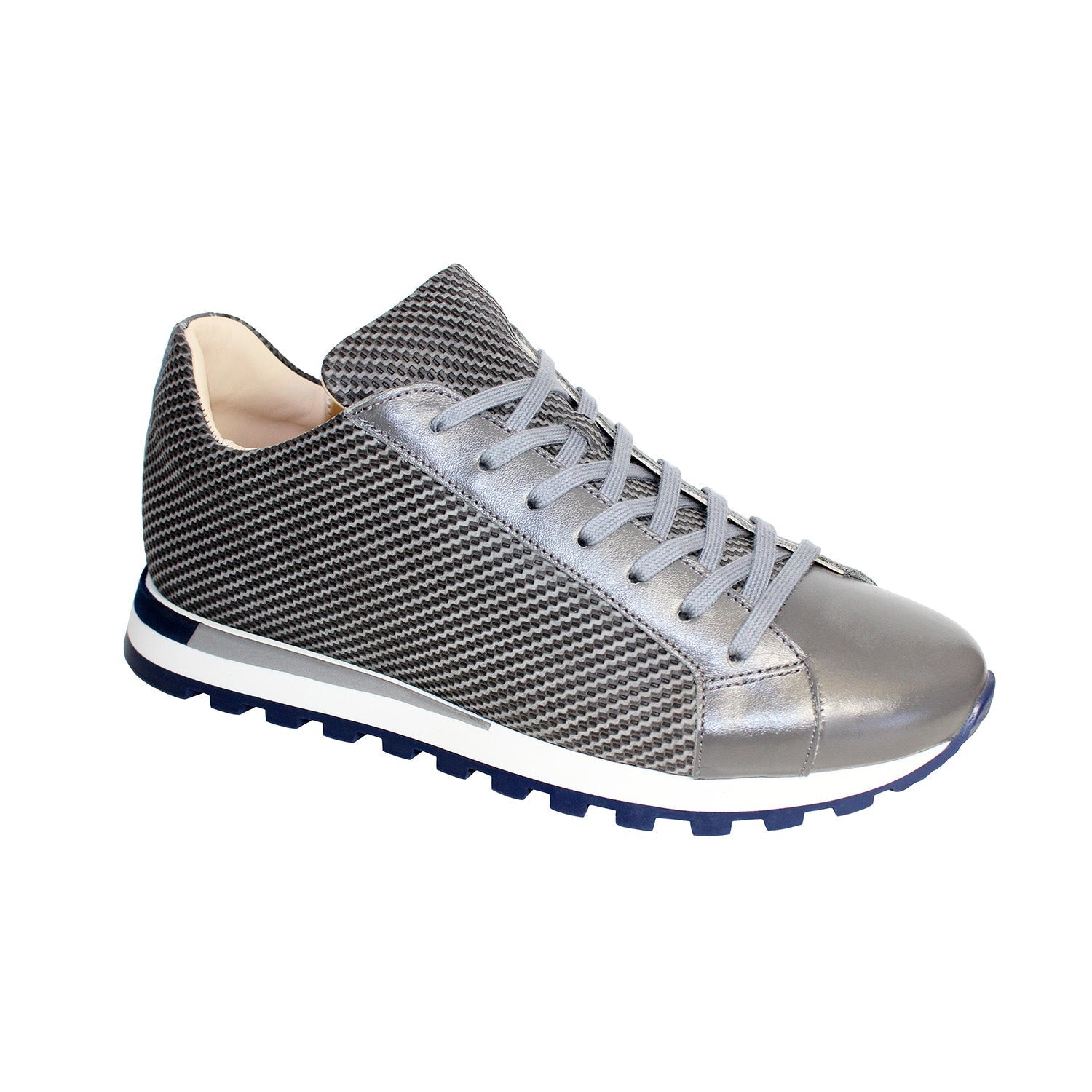 Emilio Franco Alfio Men's Shoes Grey Calf-Skin Leather Sneakers (EF1007)