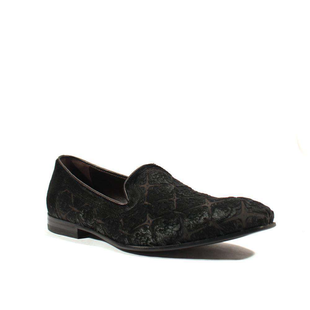 Cesare Paciotti Luxury Italian Men's Designer Shoes Pony Lux Black Nappa Pony Loafers (CPM2576)
