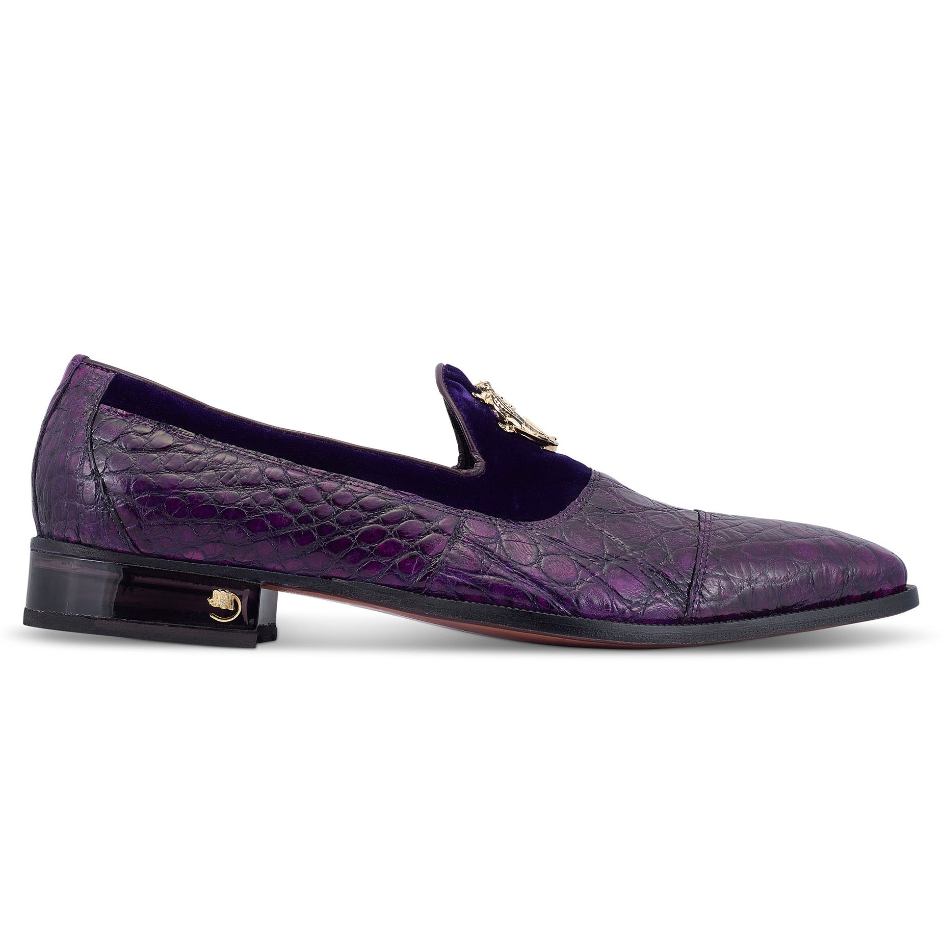 Mauri Count 3215 Men's Shoes Violet Exotic Alligator / Velvet Slip-On Loafers (MA5473)