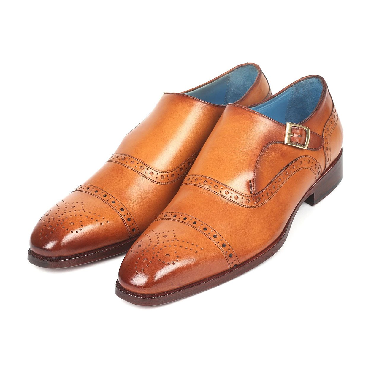 Paul Parkman 65CGN97 Men's Shoes Cognac Calf-Skin Leather Monk-Strap Loafers (PM6275)