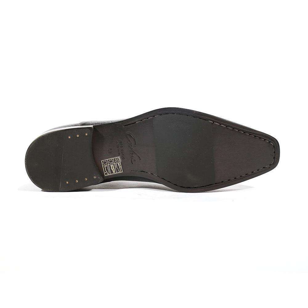 Corvari Designer Men's Designer Shoes Lino 515 Antracite Black Textured Leather Oxfords (COR1002)
