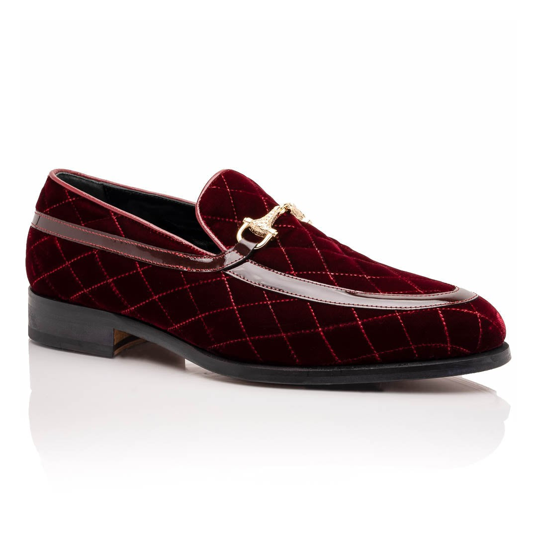 Mauri Allure 3257/1 Men's Shoes Quilted Velvet / Patent leather Slip-on Horsebit Loafers (MA5642)