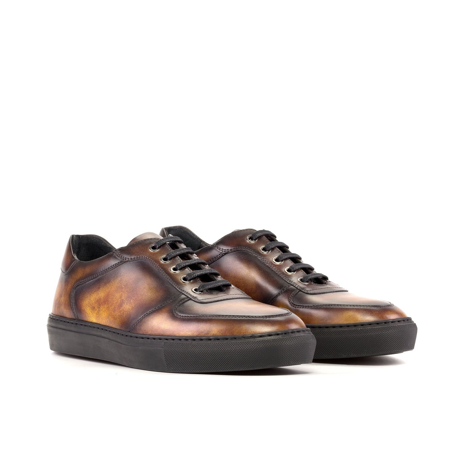 Ambrogio Bespoke Men's Shoes Fire Patina Leather Trainer Sneakers (AMB2279)