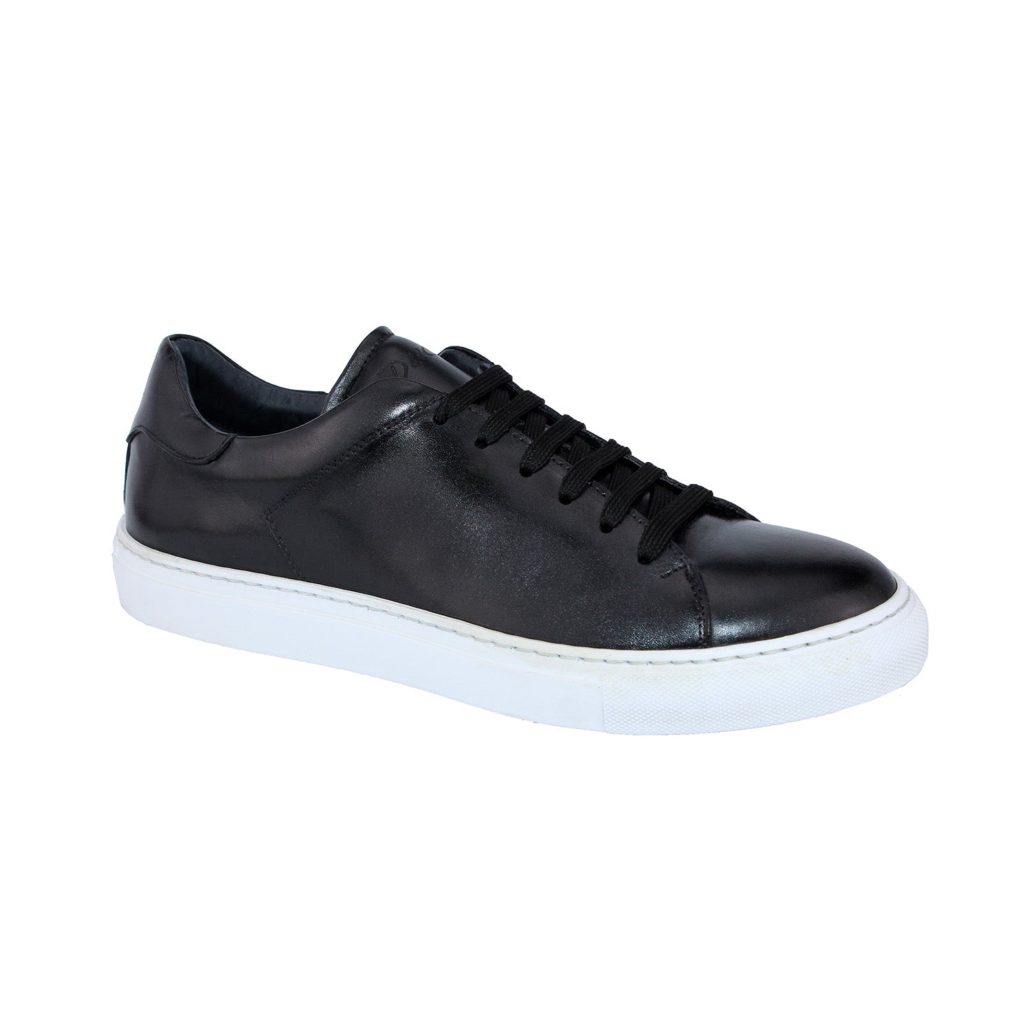 Duca Monza Men's Shoes Black Calf-Skin Leather Sneakers (D1051)