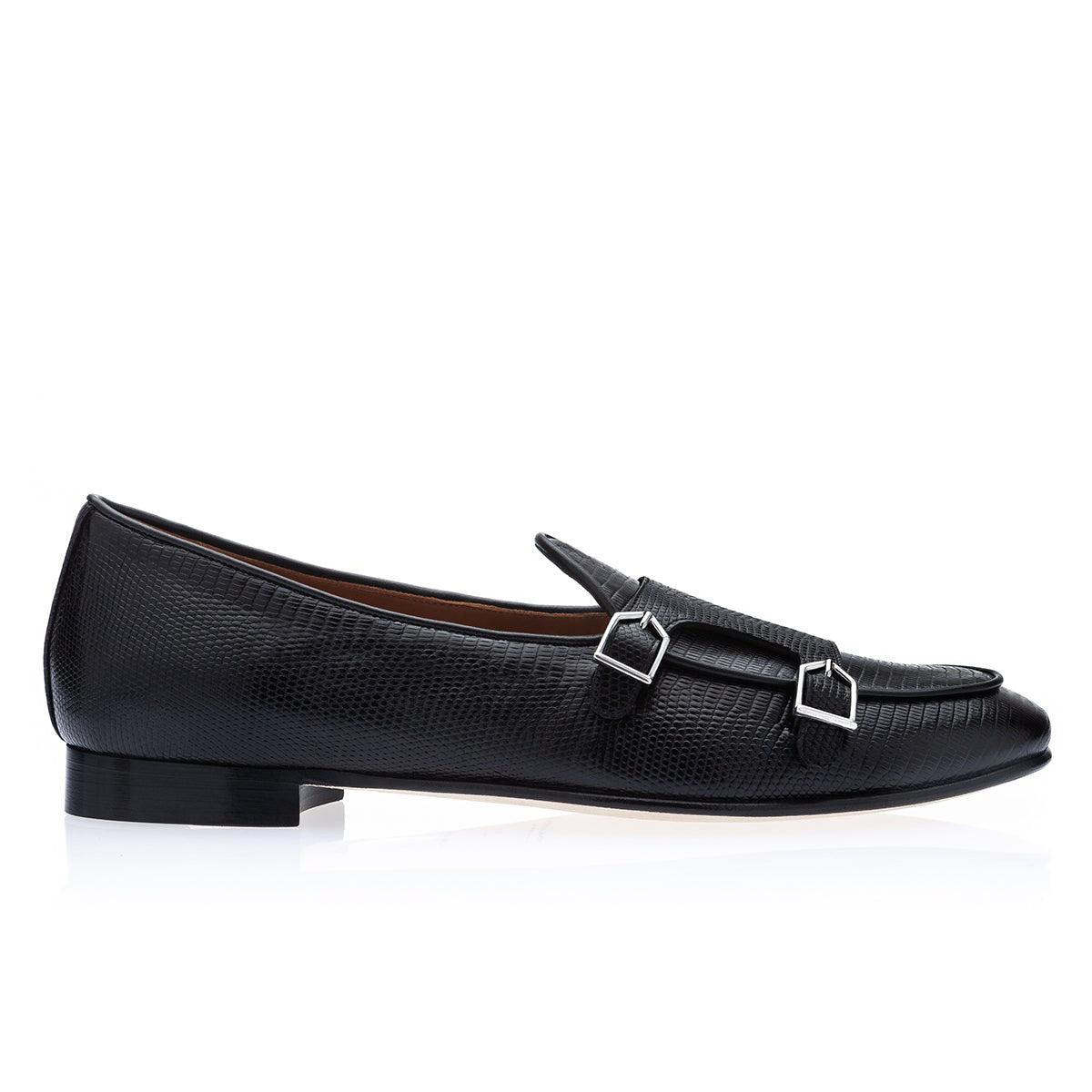 SUPERGLAMOUROUS Tangerine 7 Men's Shoes Exotic Tejus Lizard Double Monk-Straps Belgian Loafers (SPGM1331)