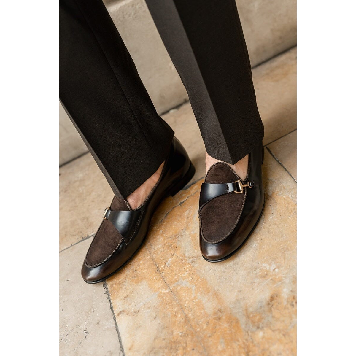 SUPERGLAMOUROUS Tangerine 12 Men's Shoes Cocoa Suede / Calf-Skin Leather Formal Belgian Loafers (SPGM1273)
