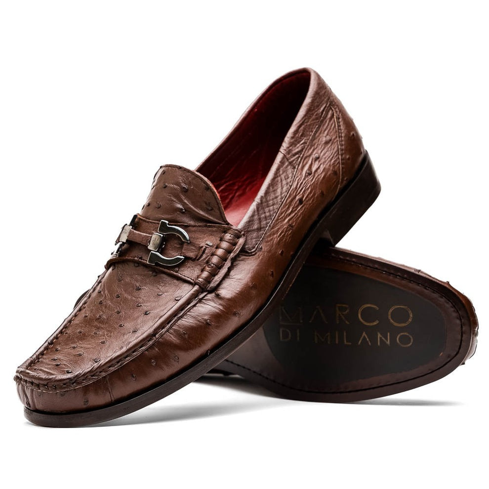 Marco Di Milano Ferrioni Men's Shoes Exotic Ostrich Horsebit Moccasin loafers (MDM1171)