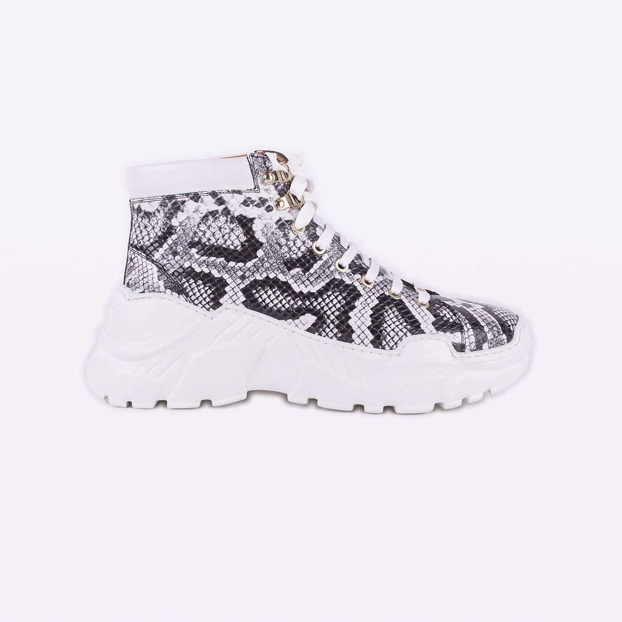 Mister 39634 Arzon Men's Shoes White Python Print / Suede / Calf-Skin Leather High-Top Sneakers (MIS1045)