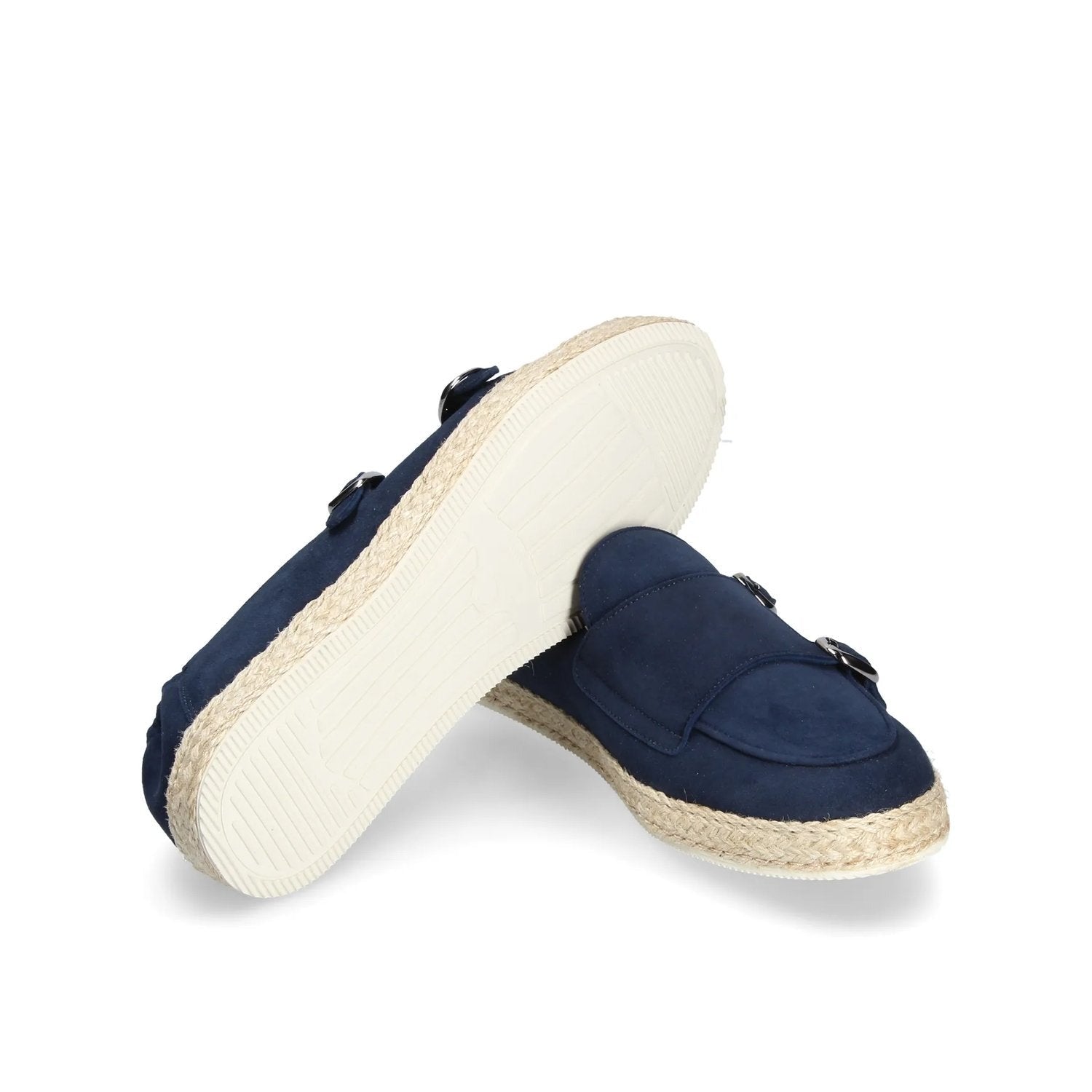 Franceschetti Maiori Men's Shoes Blue Suede Leather Double Buckle Sneakers (FCCT1000)
